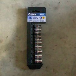 QUINN 1/4 in. Drive Metric Chrome Socket Set, 10-Piece