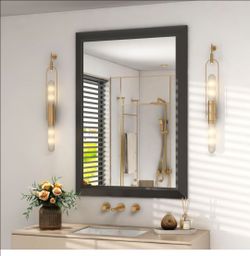 SMIROR 24” × 36” Matte Black Framed Wall Mirror — $45