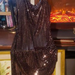 Sequin Pinky Golden Dress - Size 40