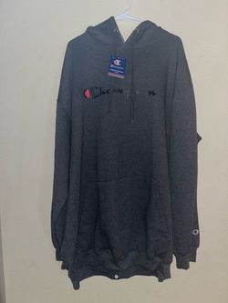 Champion Script Logo Pullover Hoodie Gray Mens