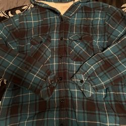 Blue Plaid Sherpa Button Up Jacket 