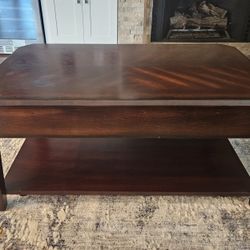 Solid Dark Wood Coffee And End Table