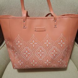 Vera Bradley Coral/Peach Leather Tote Bag