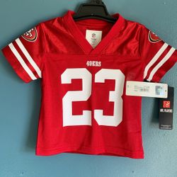 SAN FRANCISCO 49ERS JERSEY CHRISTIAN MCCAFFREY TODDLER SIZE  2T GREAT FOR CHRISTMAS OR BIRTHDAY GIFT 