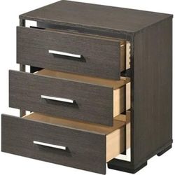 Side Dresser Brown Mirror 3 Drawer Solid Wood 