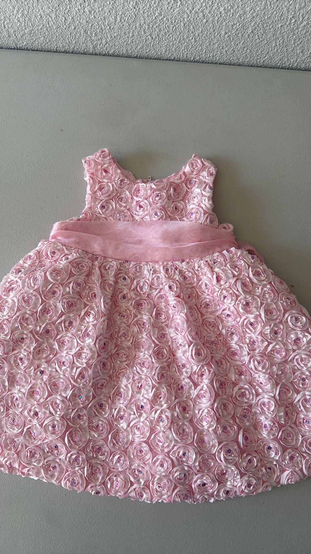 Fancy Baby Girls Dress With Pink Roses