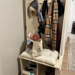 Front Entry Way Bench & Coat Rack w/ Cushion 