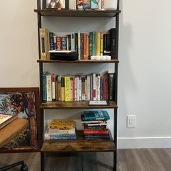 Leaning Bookshelf Wood & Metal 