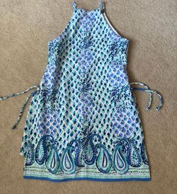 Lilly Pulitzer Pearl Romper Dress Skort Blue Paisley Pineapple toe In  Sz 2