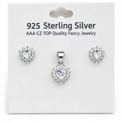 Sterling silver CZ earrings and pendant