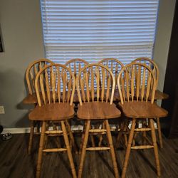 Wooden Swivel Bar Stools with Back