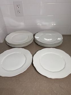 White Ceramic Dinner Plates Set of 10