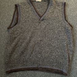 Banana republic gray v-neck sweater vest, 100% wool, size large