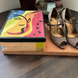 Brown Tweed Peep Toe Heels~ New in Box ~ Size 10