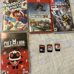 Nintendo Switch Game Lot Bundle Mario Party Pokemon Shield Pokken Tournament Skyrim Tony Hawk
