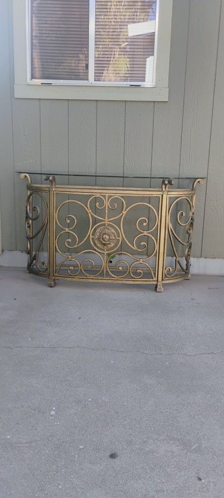 Antique Table Metal Glass