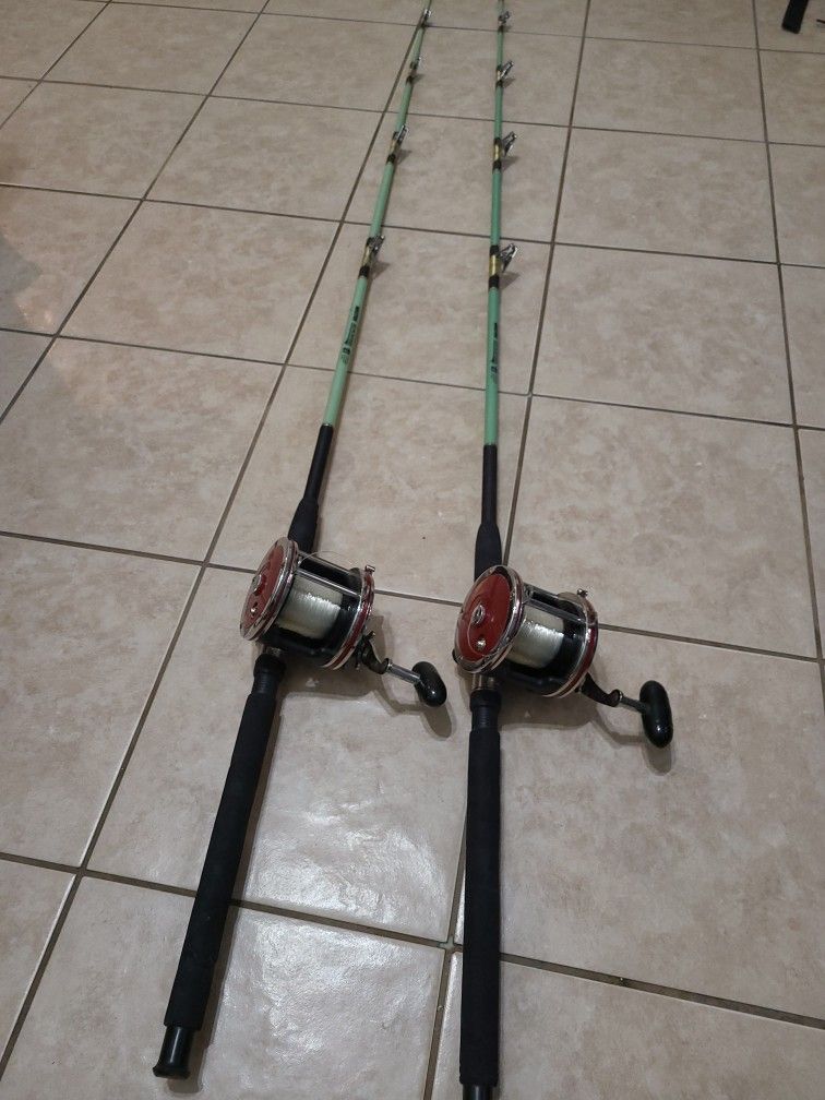 Penn 6/0 Reels On Blackfinn Roller Guide Rods Pair Excellent Condition 