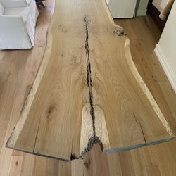 Monumental Live-Edge White Oak Slab Table with Acrylic Bases
