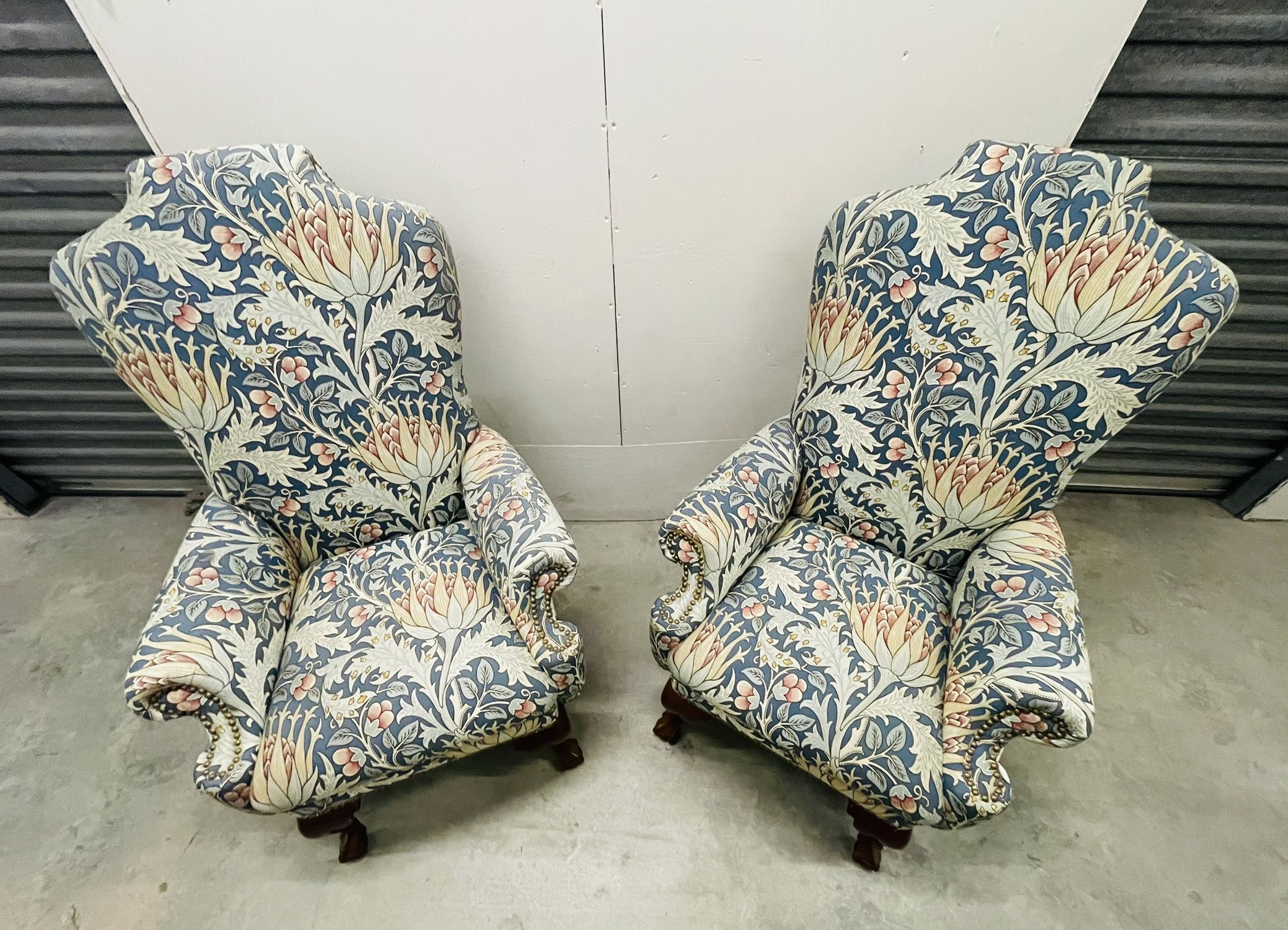 Set of Two Bespoke Wingback Chairs