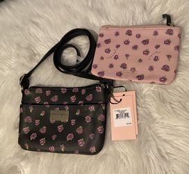 Juicy Couture black blossoms crossbody with pull out pouch