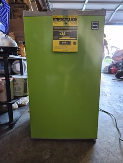 Green mini fridge