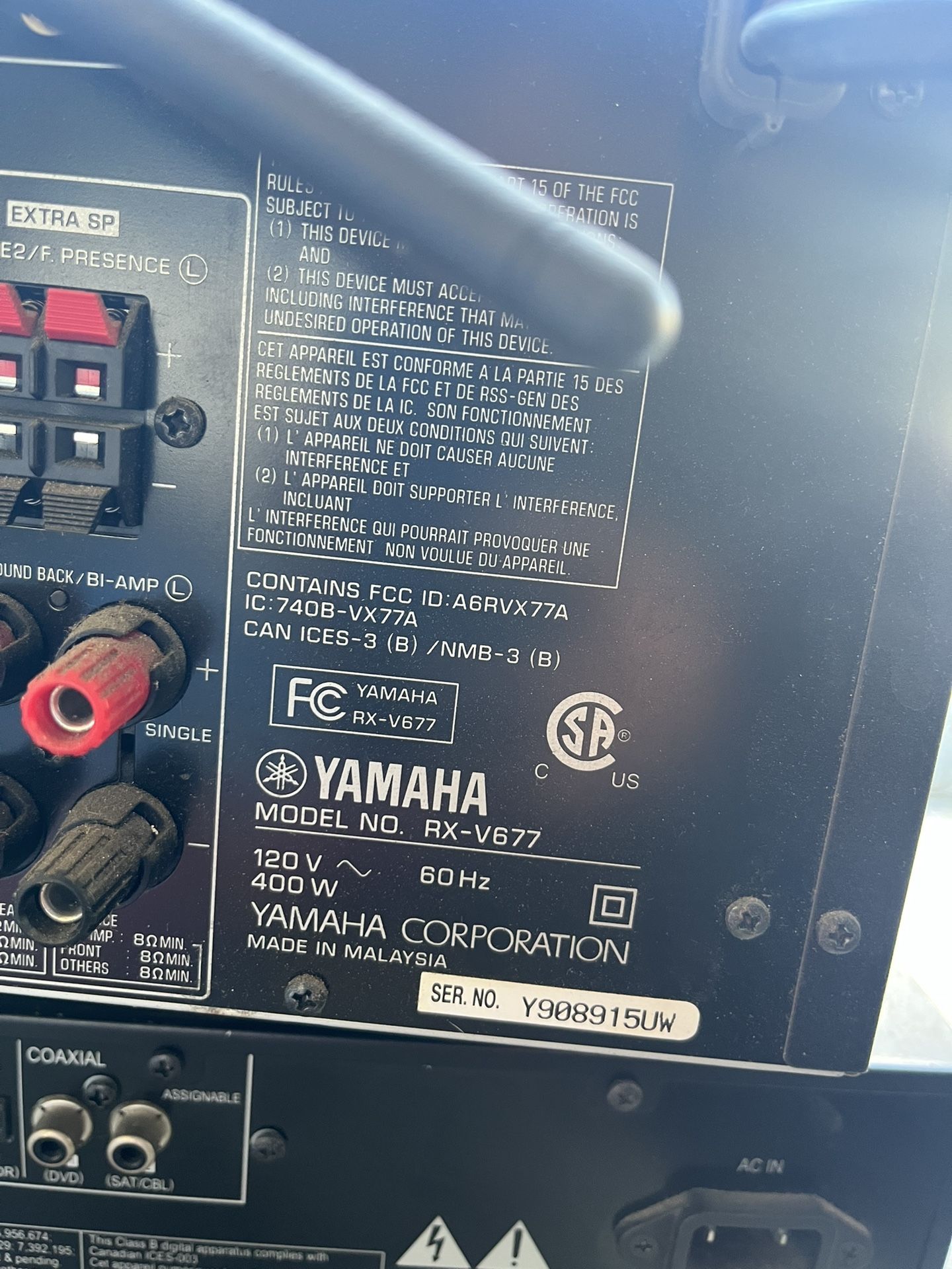 yamaha rxv677 receiver