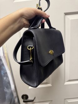Vintage Coach Court Bag 9870 Dark Navy Blue Leather Crossbody – Made in USA
