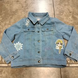 Disney Frozen Elsa Embroidery Jean Jacket Girls 5/6 