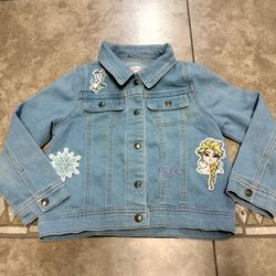 Disney Frozen Elsa Embroidery Jean Jacket Girls 5/6 