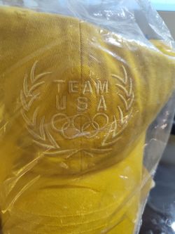 Vintage Team USA Olympic Yellow Embroidered Baseball Cap Hat New In Packaging
