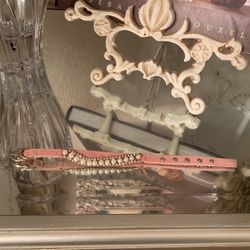Dog Collar For Small Dog Pink With Crystals And Pearls 