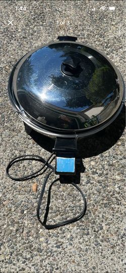 Electric Skillet with Lid and Cord