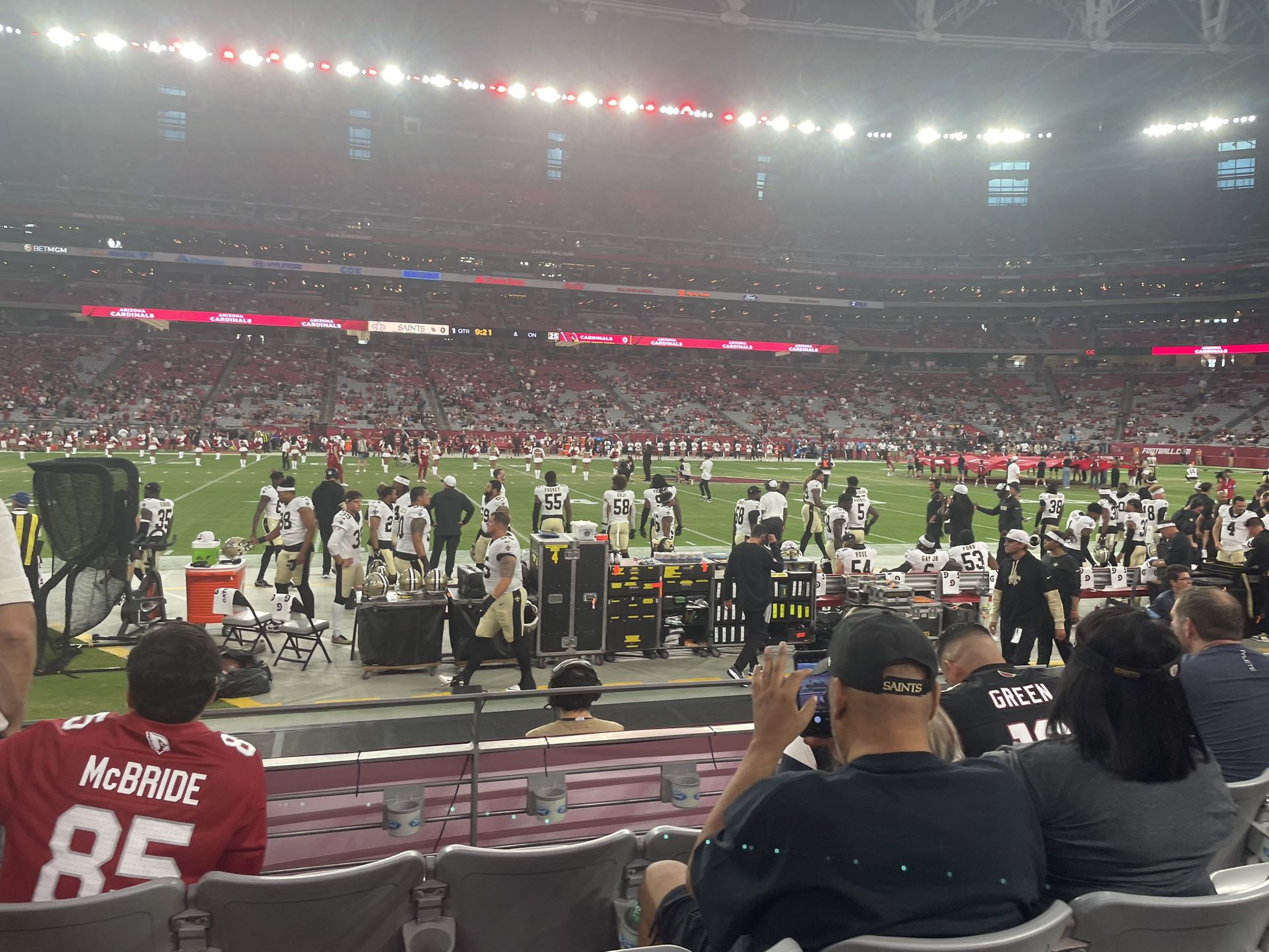 2 Carolina Panthers Arizona Cardinals Row 4 Tickets 32 Yard Line