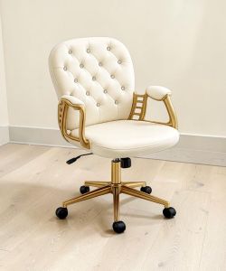 Velvet Mid-Back Chair with Gold Frame – New – $100 📦 Miami