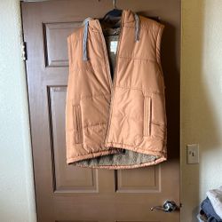 Weatherproof Puffy Vest with Fleece Hoodie