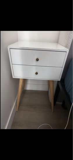 White 2-Drawer Bedside Table