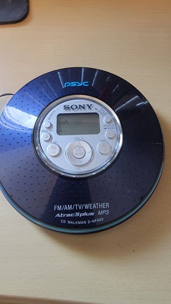 SONY D-NF420 PSYC CD WALKMAN BLUE MP3/ATRAC3 w/ FM/AM/TV/Weather (TESTED)