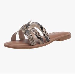 The Drop Monika Flat H-Band Slide Sandal Natural Raffia Women's Size 5.5 & 7.5