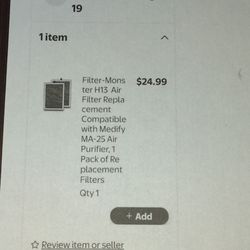 Filter For Room Air Cleaner 