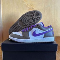 Nike Air Jordan 1 Low Purple Mocha Brown 553558-215 Men's Size 10 Brand New