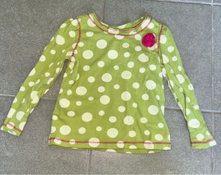 4T Green Polka Dot Long Sleeve Shirt with Pink Flower