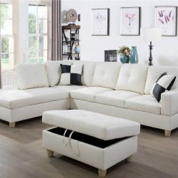 White Sectional w/ Storage Ottoman (Right and Left Chaise Available) 👍FREE FINANCING AVAILABLE❗NO CREDIT CHECK❗ 