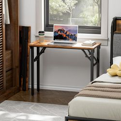 Small Folding Computer Desk 35.8 Inch, Rustic Brown    