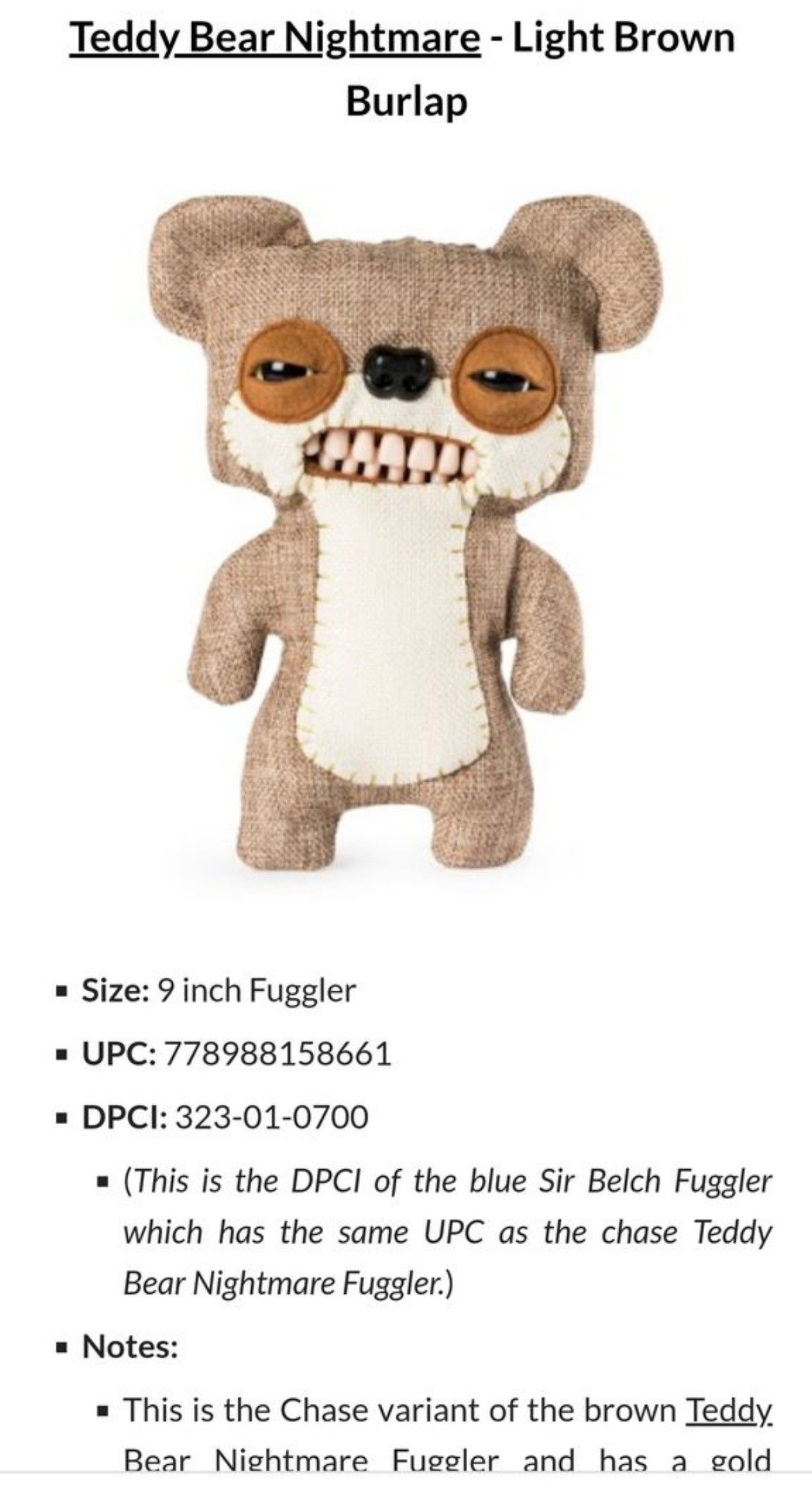 Fuggler, Teddy bear nightmare, Chase Edition. (SPIN MASTER) for