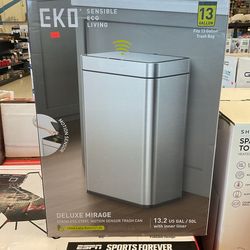 Eko Deluxe Mirage Stainless Steel Motion Sensor Trash Can 13 Gallons