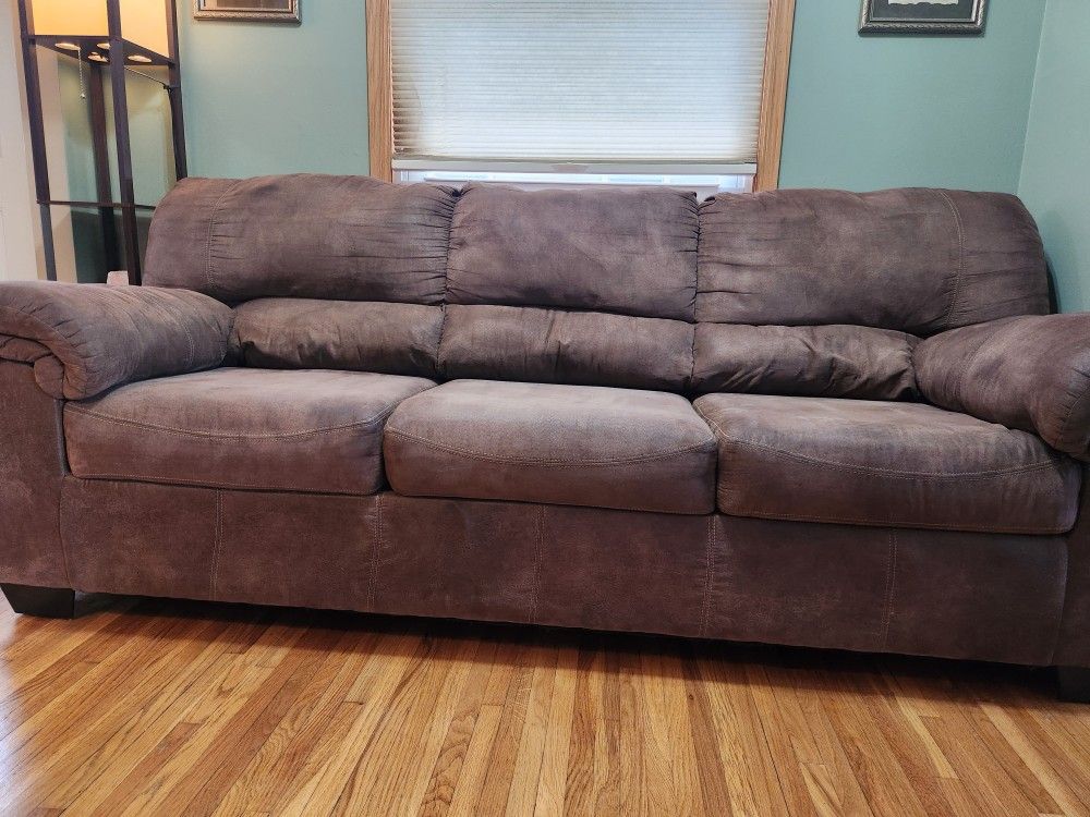 Brown Fabric Sofa. 86"