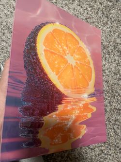Vibrant Orange Slice Wall Art - Pink Background