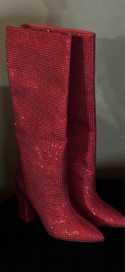 Pink rhinestone knee-high boots Pink rhinestone knee-high boots