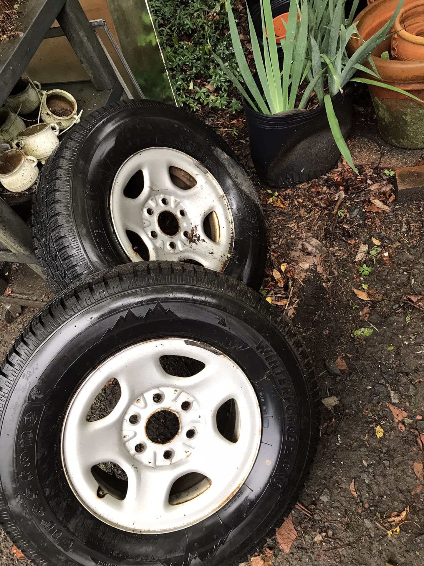 2 Studded 255/70R16 Tires On 6 Lug Chevy Wheels