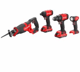CRAFTSMAN 20-volt max 4 -Tool Power Tool Combo Kit with Soft Case (2 -Batteries Included and Charger Included)